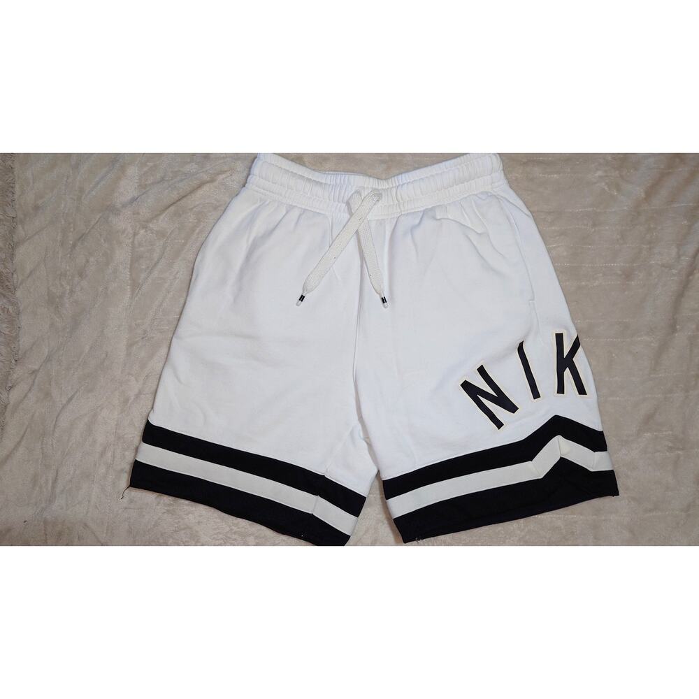 Nike Men's White Black Shorts Size Small Drawstring Graphic Stripe
